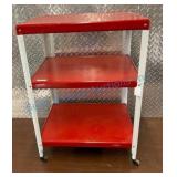 Red and White Rolling Cart