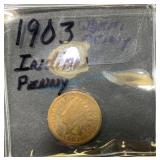 1903 Indian Head Penny in Clear Holder