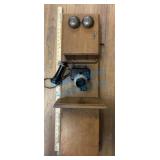 Wall-Mounted Wooden Crank Telephone