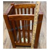 Wooden Slatted Waste Bin, 12x12x16 in.