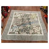 Machine-Made 74x74 Quilt with Floral Design