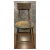 Industrial Iron Chair With Wooden Seat