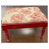 Red Upholstered Wooden Footstool