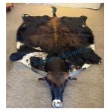Unusual Steer Rug with Mounted Head