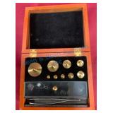 Antique Scale Weights in Wooden Box