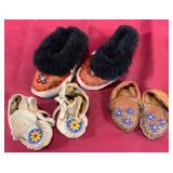 Three Pairs of Beaded Child's Moccasins
