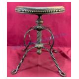 Ornate Iron Base Piano Stool with Antique Design