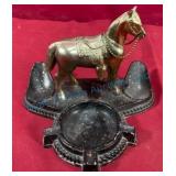 Western Pipe Stand Ashtray with Horse Motif