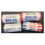 Uncirculated Rolls of Presidential $1 Coins