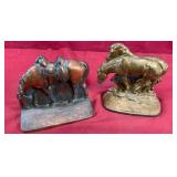 Mismatched Western Cast Iron Bookends