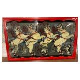 Reverse Painted Glass Circus Ponies Artwork