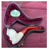 4 inch Carved Meerschaum Pipe with Case