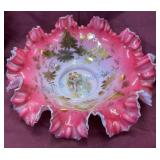 Victorian Pink Glass Bride's Bowl