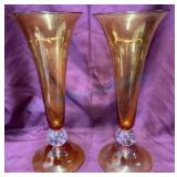 Trumpet Vases With Bubble Base believed to be Pair