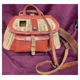 Wicker Fishing Creel with Leather Accents