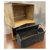 Two Wooden Crates and a Metal Toolbox