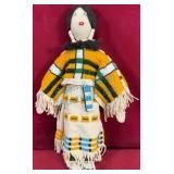 Plains Indian Doll with Beaded Buckskin Dress
