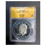 1971-S PF68 Ike Dollar With Peg Leg Variety
