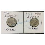 1920 and 1928 Buffalo Nickels