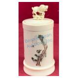 Early Scrimshaw Ivory Jar with Lid and Finial