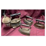 Five Cast Iron and Self-Heating Irons
