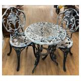 Cast metalBistro Set with Floral Detailing