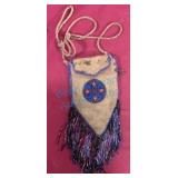 Beaded Leather Pouch With Fringe