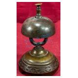 Early Brass Hotel Bell with Decorative Base