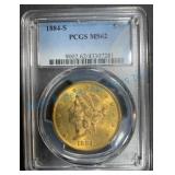 1884-S Liberty Head Gold Double Eagle MS62