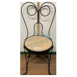 Wrought Iron ice cream parlor Chair with Wooden Se