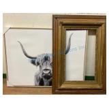 Framed Highland Cow Artwork with Gold Frame