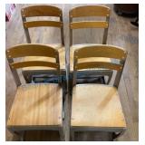 Four childs School Chairs in Wood and Metal