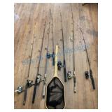 Seven Rods, and Reels, and a Net Fishing Lot
