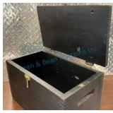 Black Wooden Storage Chest with Key