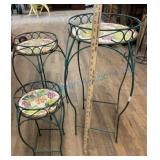 Three Ceramic Tile Plant Stands