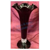 10-Inch Black Fluted Vase by Fry