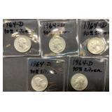 1964-D 90 Percent Silver Quarters