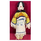Native American Doll with Beaded Buckskin Outfit