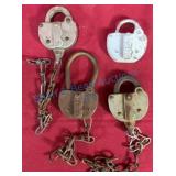 Four Adlake Padlocks with Chains