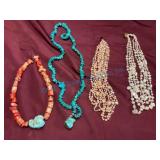Four Stone and Bead Necklaces
