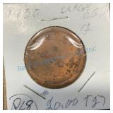 1850 Large Cent Coin in Protective Sleeve