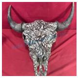 Hydro Dipped Buffalo Skull With Horns