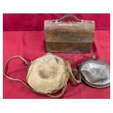 Early Tin Lunch Pail and Two Canteens