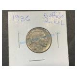 1936 Buffalo Nickel in Paper Holder