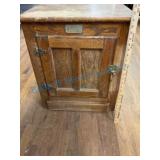 Oak Ice Box Cabinet with Brass Label