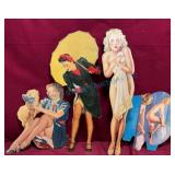 Four Vintage Cardboard Pinup Cutouts
