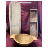 Handcrafted Dough Bowl and Wooden Boxes