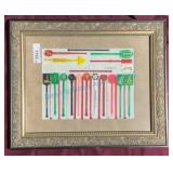 Framed Collection of Advertising Stir Sticks