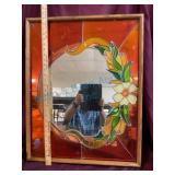 Framed Colored Glass Mirror Panel