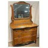 Oak Dresser With Bombay Sides and Mirror